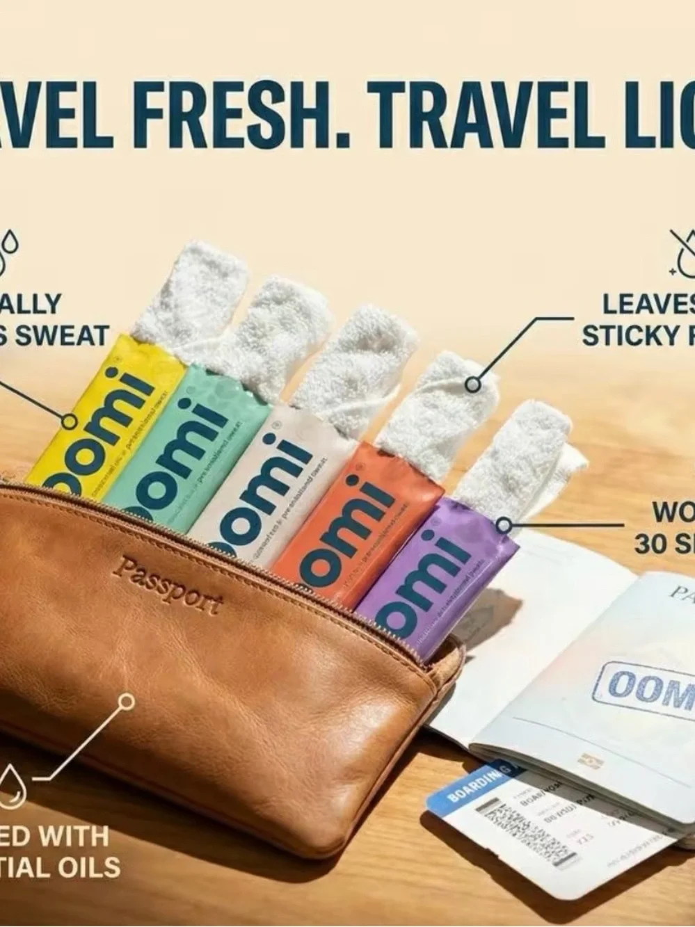 Oomi Essential Oil Towelettes Pack - Multicolor